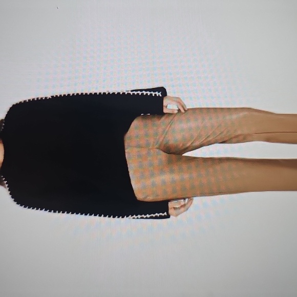 New Halogen Contrast Stitch Chunky Plush Yarn Sweater BLK/White XL - Picture 4 of 14